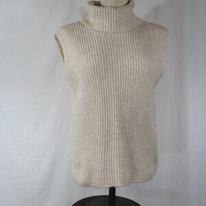 Rachel Zoe Women's Turtleneck Sweater Pullover Vest Cream Ivory Ribbed Size XS